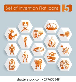 Set of invention flat icons for Web and Mobile Applications