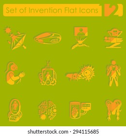 Set of invention flat icons for Web and Mobile Applications