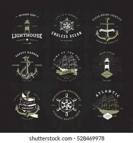 Set of Invert Vintage Nautical Typographical Logos