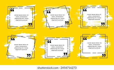 set of inverted quotation mark box with brush stoke effect vector