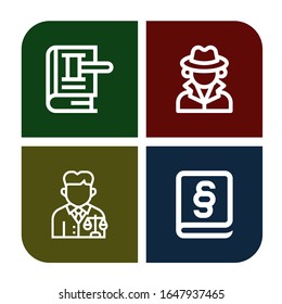 Set of investigation icons. Such as Law, Detective, Lawyer , investigation icons