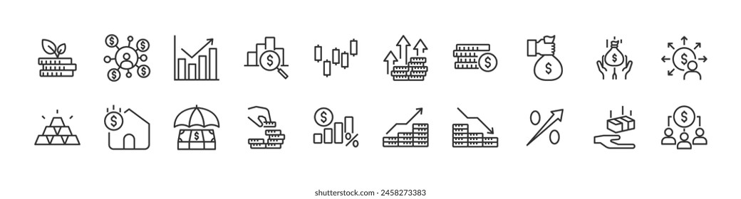 set of investment icons, budget, money management, 