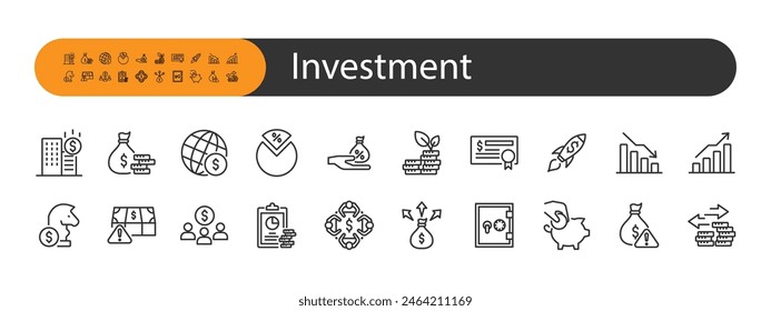 set of investment icons, budget, money management, 