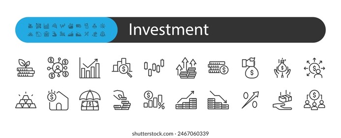 set of investment icons, budget, money management, 