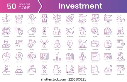 Conjunto de iconos de inversión. Conjunto de iconos de estilo de degradado. Ilustración vectorial