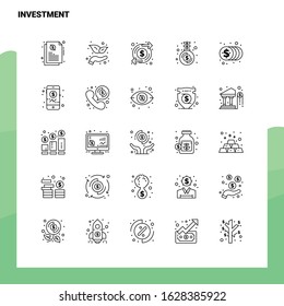 Set of Investment Line Icon set 25 Icons. Vector Minimalism Style Design Black Icons Set. Linear pictogram pack.