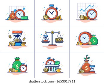 A Set Of Investment Vector Icon Illustration. Collections Of Invesment Icons Concept White Isolated. Flat Cartoon Style Suitable for Web Landing Page, Banner, Flyer, Sticker, Card, Background