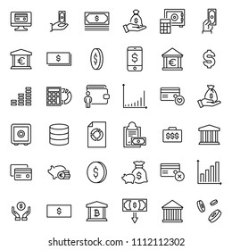 Set of investments thin line icons. High quality pictograms of money. Modern outline style icons collection. 