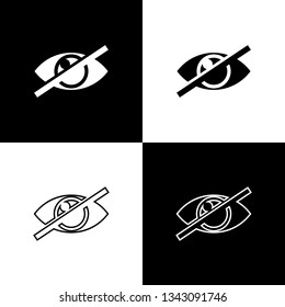 Set Invisible or hide icons isolated on black and white background. Line, outline and linear icon. Vector Illustration