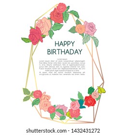 A set of  invitation to birthday.  Elegant invitation to birthday. Modern design with flowers. Vector template for wedding. Botanic card with wild flowers, leaves.