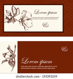set of invitation card, greeting with plumeria (Frangipani),  jasmin flowers