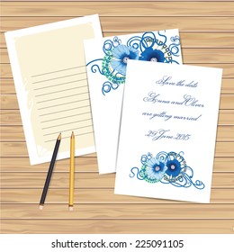 Set of invitation card templates with flower ornament. Vector background. Vintage design elements.