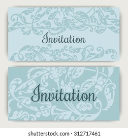 Set of invitation cards with elegant floral decoration