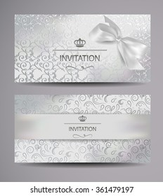 Set of invitation cards with floral background