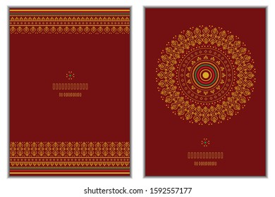 Set of invitation cards with mandala background.