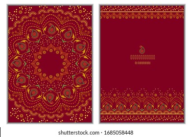 Set of invitation cards with mandala background.