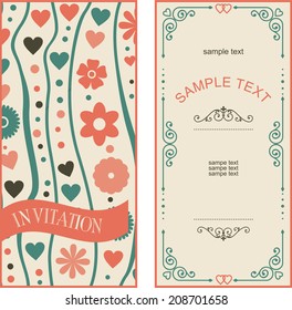 set of invitation cards on vintage background