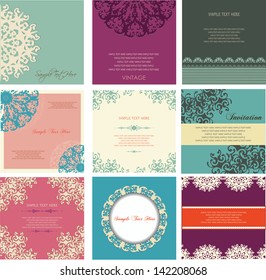 set of invitation cards and vintage labels,patterns