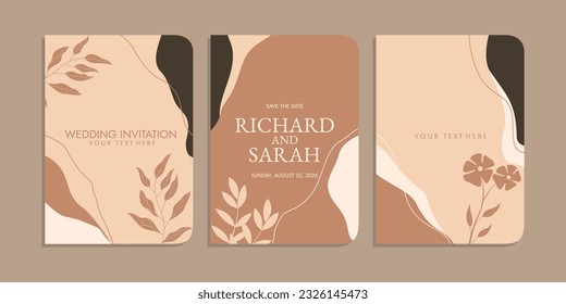 set of invitation cover designs with hand drawn floral decorations. abstract cover background. pastel colors For books, invitations, binders, diaries, planners, brochures, notebooks, catalogs