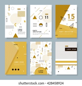 Set invitation with geometric shapes. Covers for books, postcards, notebooks, cover magazines. Hipster posters.