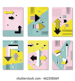 Set invitation with geometric shapes. Covers for books, postcards, flyer, notebooks, cover magazines. Vector Illustration. eps10