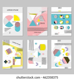 Set invitation with geometric shapes. Covers for books, postcards, flyer, notebooks, cover magazines. Vector Illustration. eps10