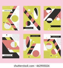 Set invitation with geometric shapes. Covers for books, postcards, flyer, notebooks, cover magazines. Vector Illustration. eps10