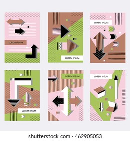 Set invitation with geometric shapes. Covers for books, postcards, flyer, notebooks, cover magazines. Vector Illustration. eps10