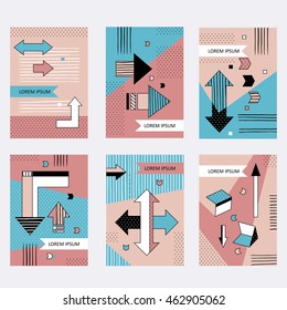 Set invitation with geometric shapes. Covers for books, postcards, flyer, notebooks, cover magazines. Vector Illustration. eps10