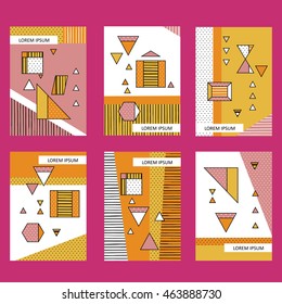 Set invitation with geometric shapes. Covers for books, postcards, flyer, notebooks, cover magazines. Vector Illustration. eps10