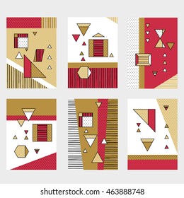 Set invitation with geometric shapes. Covers for books, postcards, flyer, notebooks, cover magazines. Vector Illustration. eps10