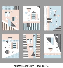 Set invitation with geometric shapes. Covers for books, postcards, flyer, notebooks, cover magazines. Vector Illustration. eps10
