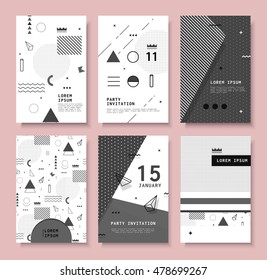Set invitation with geometric shapes. Covers for books, postcards, notebooks, cover magazines. Hipster posters