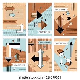 Set invitation with geometric shapes. Covers for books, postcards, flyer, notebooks, cover magazines. Vector Illustration. eps10