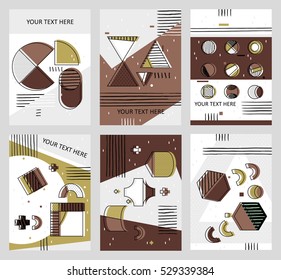 Set invitation with geometric shapes. Covers for books, postcards, flyer, notebooks, cover magazines. Vector Illustration. eps10