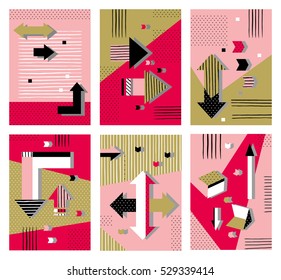 Set invitation with geometric shapes. Covers for books, postcards, flyer, notebooks, cover magazines. Vector Illustration. eps10
