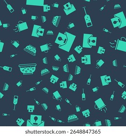 Set Invitation, Glass of champagne, Mixed punch in bowl and Mulled wine on seamless pattern. Vector