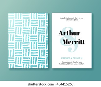 Set the invitation to the wedding with a ethnic. Flyer for the holiday with natural stamp. Simple elegant illustration of a wedding.