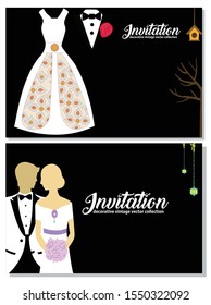 a set of invitations with animated designs. Romantic Invitation Template. Couple Animation Concepts