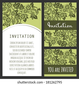 Set of invitations with floral background