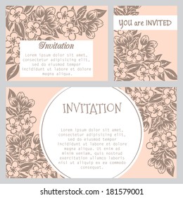 Set of invitations with floral background