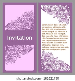 Set of invitations with floral background