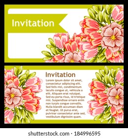 Set of invitations with floral background