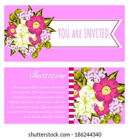 Set of invitations with floral background