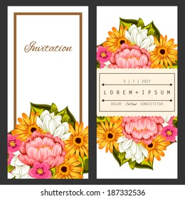 Set of invitations with floral background