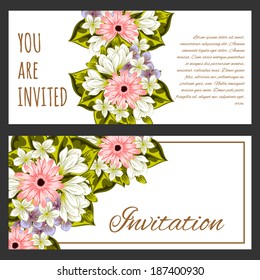 Set of invitations with floral background