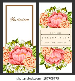 Set of invitations with floral background