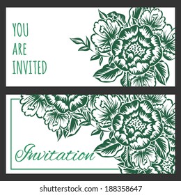 Set of invitations with floral background