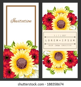 Set of invitations with floral background