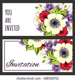 Set of invitations with floral background